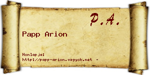Papp Arion névjegykártya