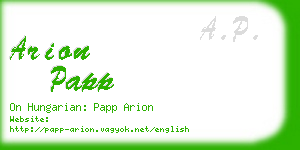 arion papp business card